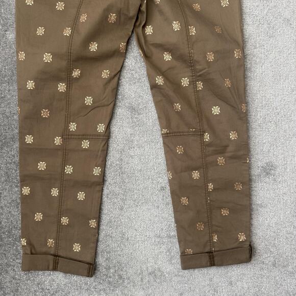 White House Black Market Pants Womens 10L Straight Crop Brown Metallic Print - Picture 13 of 13